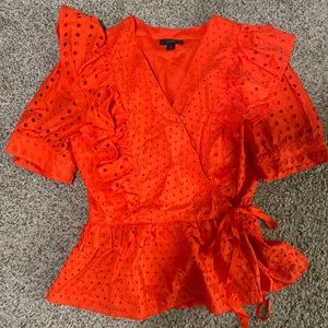 J Crew ruffle eyelet top